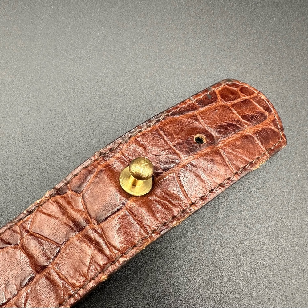 Vintage Linea Pelle by Mira K Brown Croco Belt – Size M, 1980s–90s-GORGEOUS!! - Picture 8 of 16